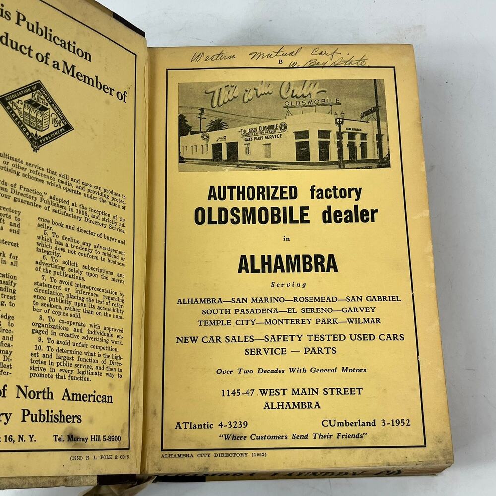 1952 CA Los Angeles Alhambra City Directory POOR Business Ancestry Genealogy Vtg - Picture 7 of 16